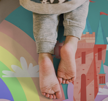 Ružový magický hrad princezná detský vinylový koberec - Tenstickers