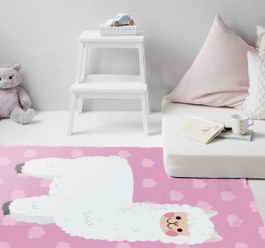 Ružový severský lama detský vinylový koberec - Tenstickers