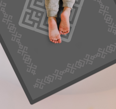 šedé obdĺžnikové vinylové koberce v etnickom štýle - Tenstickers