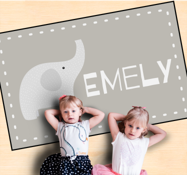 Sivá podložka sloníka s menom - Tenstickers