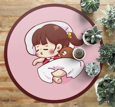 Spiace anime dievča deti vinylový koberec - Tenstickers