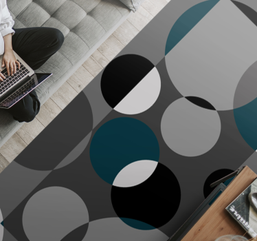 štvorce a kruhy severský vinylový koberec - Tenstickers