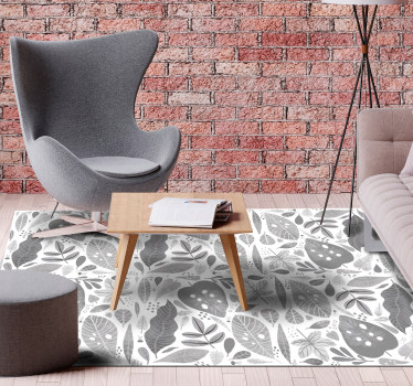 Tropické šedé rastliny minimalistický koberec - Tenstickers