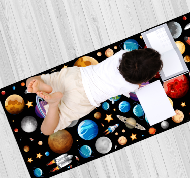 Vesmírne planéty detský vinylový koberec - Tenstickers
