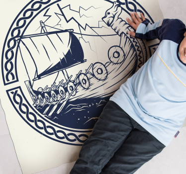 Vikingské lode detský vinylový koberec - Tenstickers