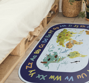 vinylový koberec abeceda učenie sa mapy sveta - Tenstickers