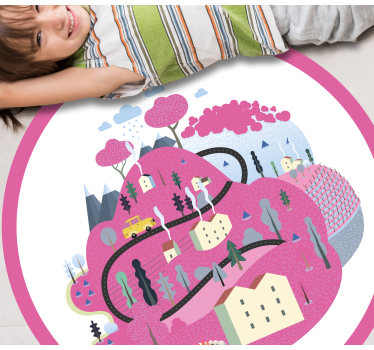 vinylový koberec cesty farebná dedinská scéna - Tenstickers