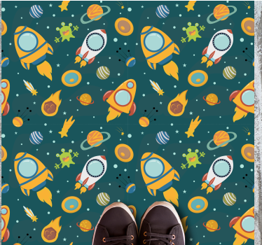 hviezdy vinylový koberec raketové vesmírne dobrodružstvo - Tenstickers