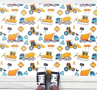 vinylový koberec cesty vzor stavebných vozidiel - Tenstickers