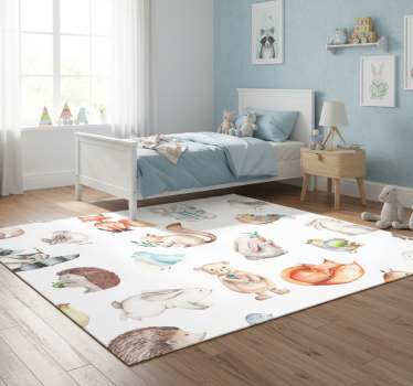Rôzne vinylové koberce pre deti lesné zvieratká - Tenstickers