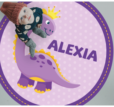 Vinylový koberec kruhového tvaru s princeznou dinosaurov - Tenstickers