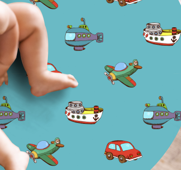 Vinylový koberec pre bábätko dobrodružstvo s autíčkami - Tenstickers