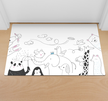 Vinylový koberec pre bábätko s minimalistickými zvieratkami - Tenstickers