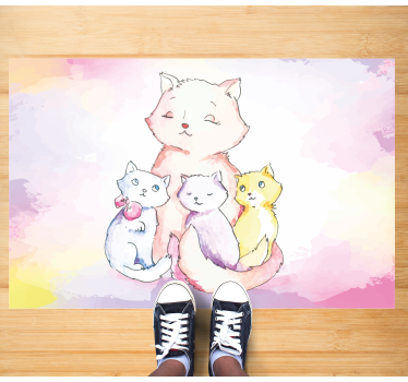 vinylový koberec pre bábätko roztomilá mačacia rodinka - Tenstickers