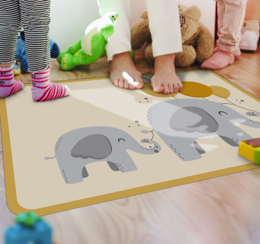 vinylový koberec pre bábätko sloní spoločníci - Tenstickers