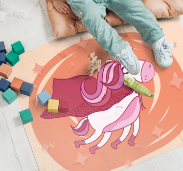 vinylový koberec pre bábätko superhrdinský jednorožec - Tenstickers
