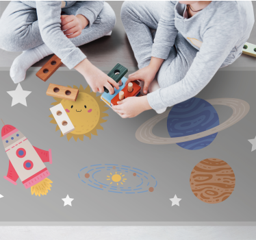detský vinylový koberec téma vesmírneho dobrodružstva - Tenstickers