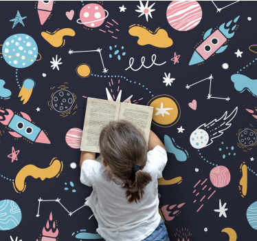 detský vinylový koberec vesmírne vesmírne dobrodružstvo - Tenstickers