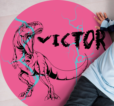 rôzne vinylové koberce pre deti ružový t-rex s menom - Tenstickers