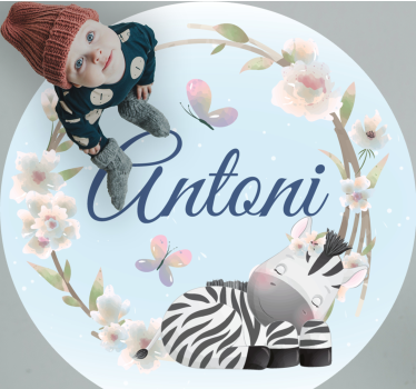 vinylový koberec pre bábätko zebrička s menom - Tenstickers