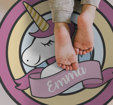 rôzne vinylové koberce pre deti meno jednorožca v odznaku - Tenstickers