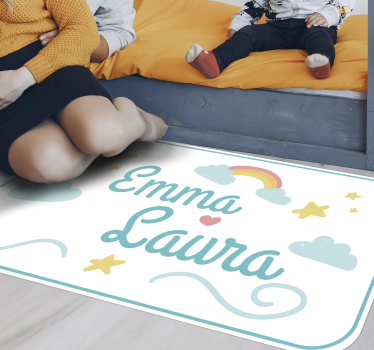 rôzne vinylové koberce pre deti dvojité meno s dúhou - Tenstickers
