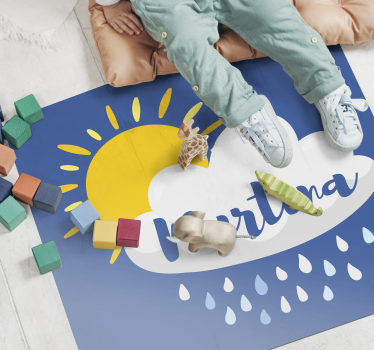 rôzne vinylové koberce pre deti daždivý oblak s menom - Tenstickers