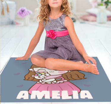 Rôzne vinylové koberce pre deti princezná s jednorožcom - Tenstickers