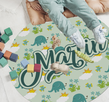 rôzne vinylové koberce pre deti slony a kvety s menom - Tenstickers
