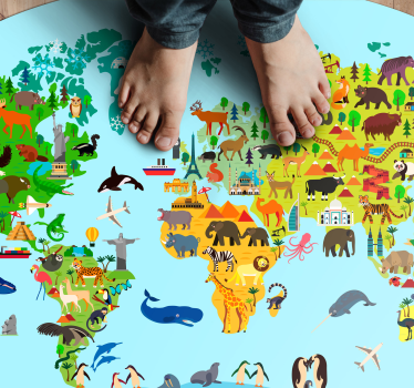 Vinylový koberec so mapou fauny a vegetácie - Tenstickers