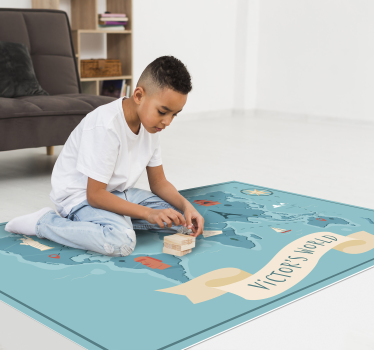 Vtipný vinyl koberec mapa sveta s menom - Tenstickers