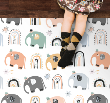 Vzor multicolor slony detská podložka - Tenstickers