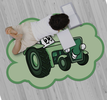 Zelený traktor detský vinylový koberec - Tenstickers