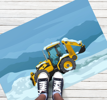 žltý traktor realistický detský vinylový koberec - Tenstickers