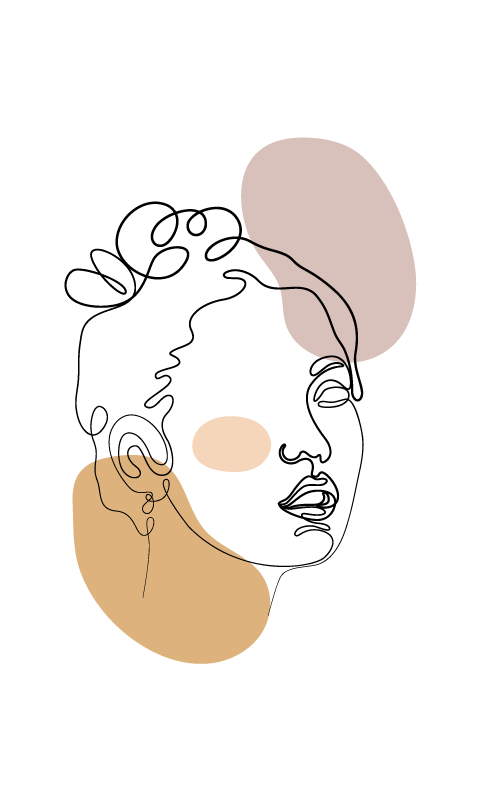 biely vinylový koberec abstraktná tvár a kruhy - Tenstickers