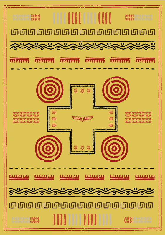 žltý vinylový koberec etnický dizajn - Tenstickers