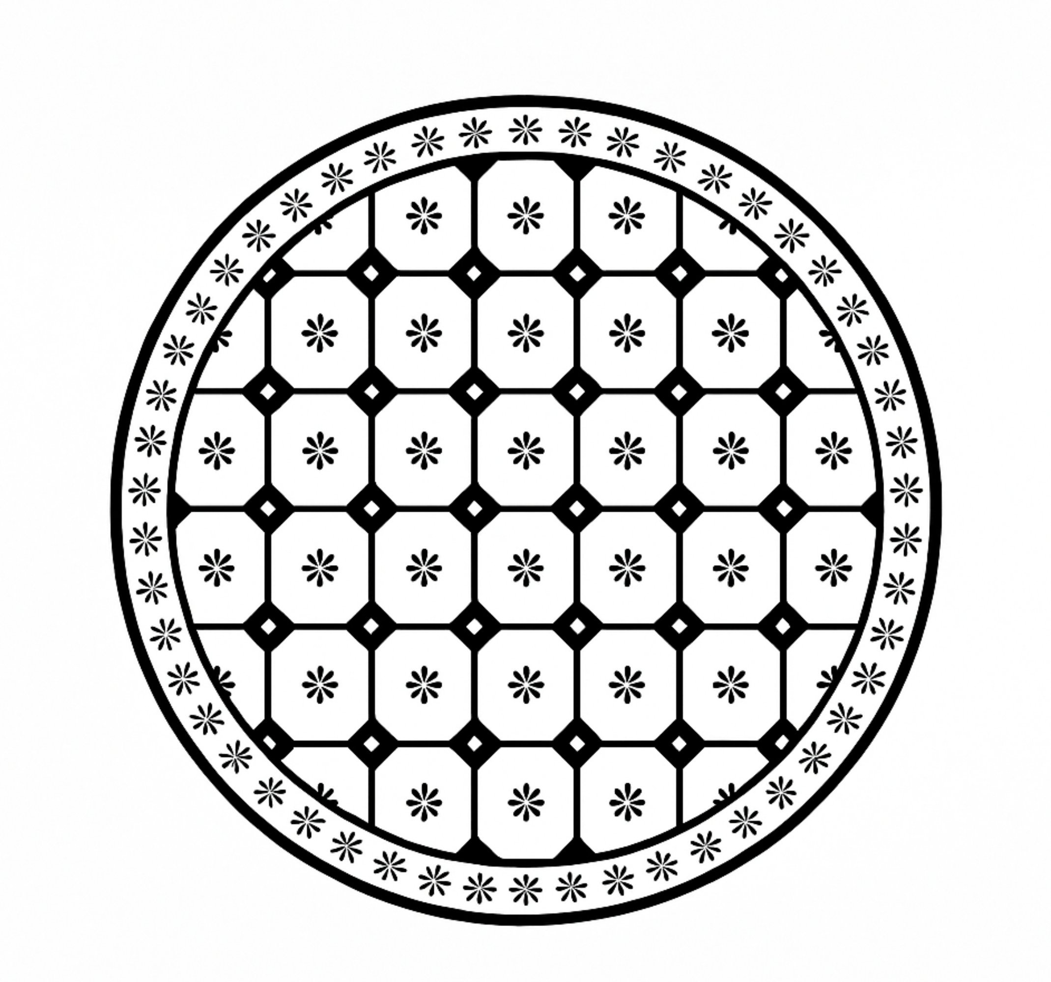 vinylový koberec do jedálne čiernobiely vzor dlaždíc - Tenstickers