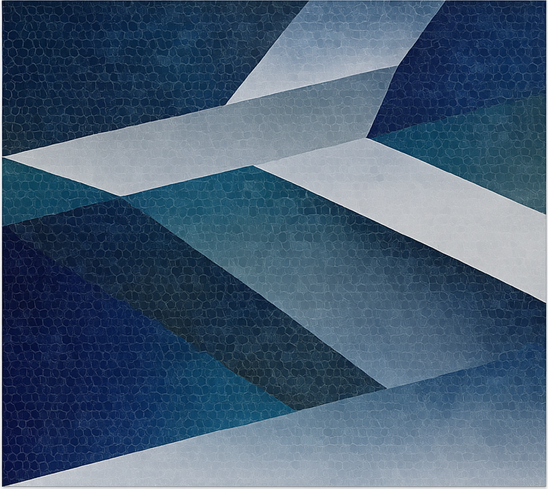 Vinylový koberec do obývačky s modrým vzorom úlomkov - Tenstickers