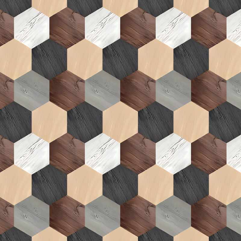 Vinylový koberec do kuchyne z miešaných drevených hexagónov - Tenstickers