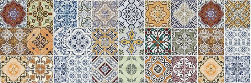 Vinylový koberec do kuchyne ekletický stredomorský patchwork - Tenstickers
