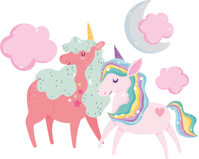 Vinylové koberce zvieratá malý jednorožec s kobylou - Tenstickers