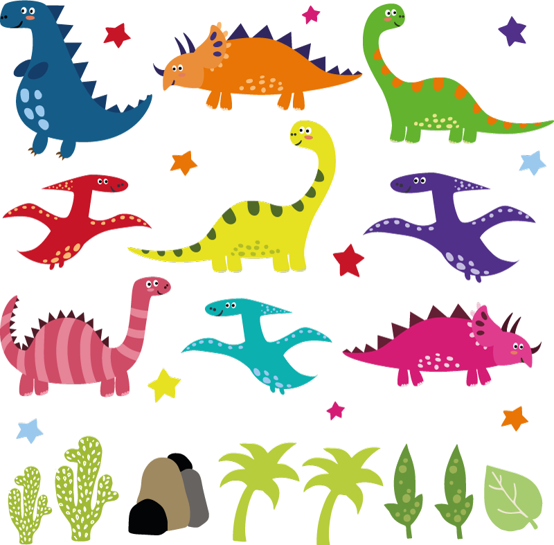 Vinylové koberce zvieratá severské dinosaury farebný set - Tenstickers