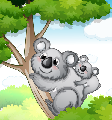 Vinylové koberce zvieratá matka a mláďa koala - Tenstickers