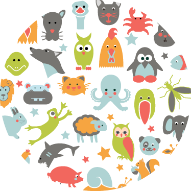 Vinylové koberce zvieratá v kruhu - Tenstickers