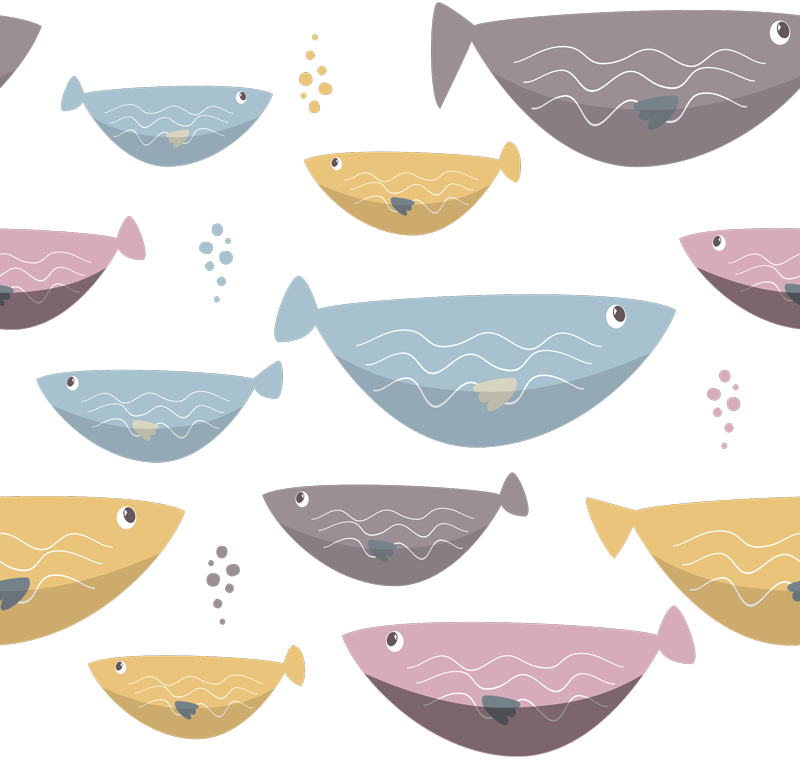 Vinylové koberce zvieratá farebné rybičky pre deti - Tenstickers