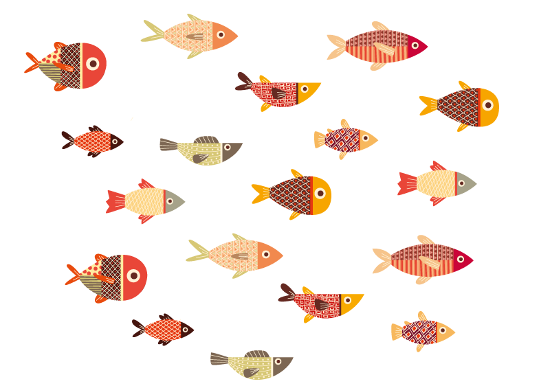 Vinylové koberce zvieratá okrúhle farebné ryby - Tenstickers