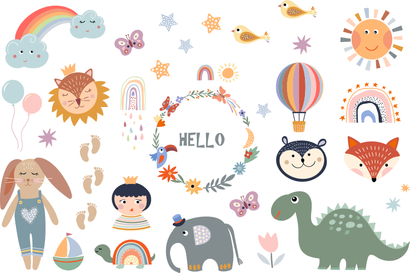 Vinylové koberce zvieratá detský kvetinový motív - Tenstickers