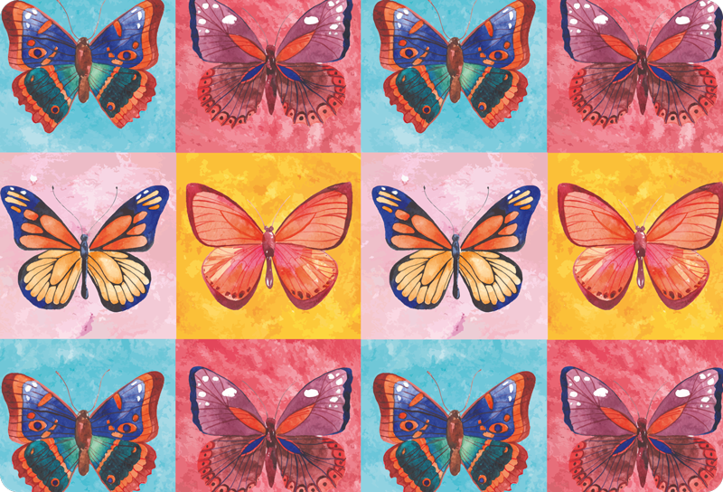 Vinylové koberce zvieratá s multicolor motýľmi - Tenstickers