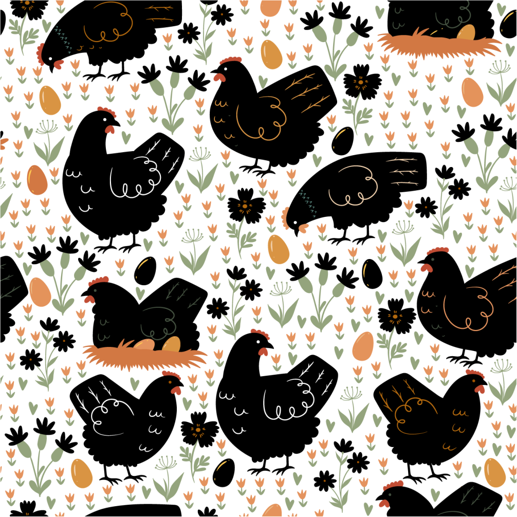 Vinylové koberce zvieratá čierno-biele sliepky - Tenstickers