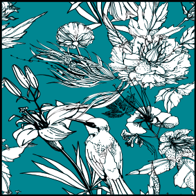 Vinylové koberce zvieratá s elegantným vzorom bielych vtákov - Tenstickers